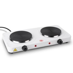 2000W Double Electric Burner Portable Dual Counter Stove Countertop Hot Plate Kitchen Cooker Stove with 5 Gear Temperature Control