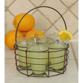 Round Wire Caddy with Four Glasses - Organize and Display Glasses in Style