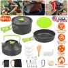 16Pcs Camping Cooking Ware Set Camping Stove Cookware Kit Aluminum Pot Pan Kettle Set with Bowls Knife Fork Spoon Carabiner Spatula Cutting Board for