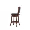 Counter Height Barstool in Cherry Wood Finish with Black Padded Swivel Seat