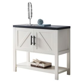 Modern 2 Drawer Wooden Storage Console Table White/Black