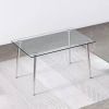 Modern 51-inch x 30-inch Glass Top Dining Table with Silver Metal Legs