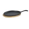 9-inch Cast Iron Flat Skillet Frying Pan Griddle with 10.5-inch Oval Wood Trivet