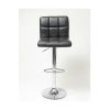 Set of 2 - Adjustable Height Bar Stool with Black Faux Leather Cushion Seat