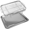 2Pcs Air Fryer Basket Tray 15.35x11.61in Stainless Steel Rustproof Non-Stick Oven Pan and Tray For Bake Grill Crispy Food Dishwasher Safe