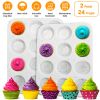 2 Pack 12 Cups Silicone Muffin Pans Nonstick Cupcake Tins Trays Regular Size Cupcake Molds Heat Resistant Oven Microwave Fridge Freezer Dishwasher Saf