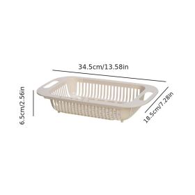 1pc Retractable Adjustable Vegetable Drain Basket; Rectangular Plastic Basket; Household Kitchen Dishwashing And Vegetable Rack; Sink Drain Basket