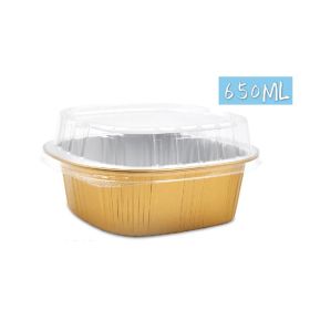 Disposable Aluminum Square Foil Pans with Snap-on Plastic Lids 650 ml Food Dish Pan, Cake Pan, Dessert Pan, Extra-Sturdy Containers for Cooking