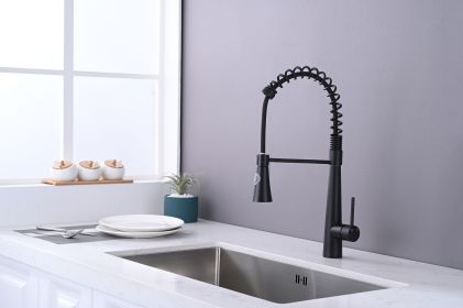 Commercial Matte Black Kitchen Faucet with Pull Down Sprayer and Magnetic Docking Spray Head