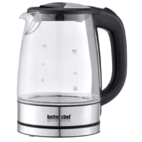 Better Chef 1100W 7-Cup Cordless Electric Borosilicate Glass Kettle with Stainless Steel Accents