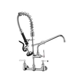 Commercial Kitchen Faucet, Pre-Rinse Sink Faucet with Pull Down Sprayer - Wall Mount Kitchen Faucet 25" Height