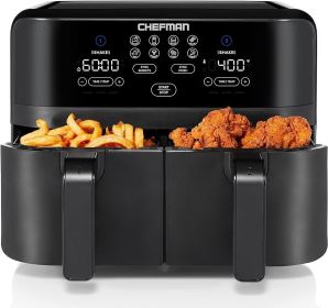 Chefman TurboFry Touch Dual Air Fryer, Maximize The Healthiest Meals With Double Basket Capacity, One-Touch Digital Controls