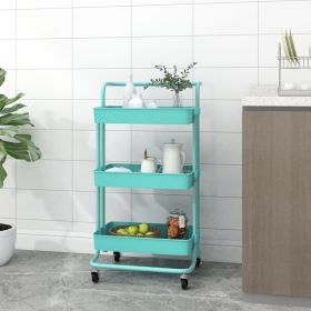 3-Tier Kitchen Trolley Turquoise 16.5"x13.8"x33.5" Iron and ABS