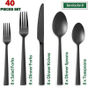 VeSteel 40-Piece Matte Black Silverware Set, Stainless Steel Flatware Set Service for 8