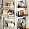 3 Pack Strong Magnetic Spice Rack with 8 Hooks Fridge Oven Microwave Magnetic Storage Shelves Seasoning Holder Organizer for Jars Seasoning Tins Utens