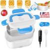 Electric Heating Lunch Box Food Heater Container Travel Thermal Bento Box Portable Food Warmer w/ 2 Removable Compartments 1 Free SpoonÂ 1L