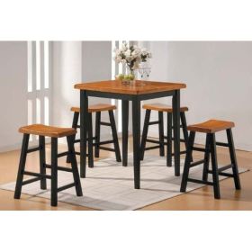 5 Piece Counter Dining Set in Oak/Black