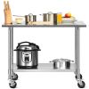 Stainless Steel 4ft x 2ft Kitchen Cart Table on Wheels with Adjustable Shelf