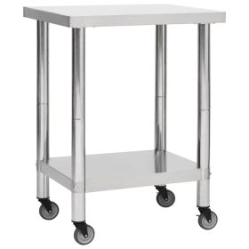 Kitchen Work Table with Wheels 31.5"x11.8"x33.5" Stainless Steel