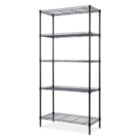 5-Tier Wire Shelving - Flat Black - Heavy Duty Shelf - Wide Adjustable Rack Unit - Storage & Organization