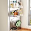 3 Pack Strong Magnetic Spice Rack with 8 Hooks Fridge Oven Microwave Magnetic Storage Shelves Seasoning Holder Organizer for Jars Seasoning Tins Utens