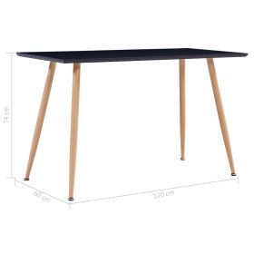 vidaXL Mesa de jantar 120x60x74 cm MDF cor preto e carvalho