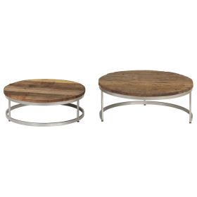 vidaXL Coffee Table Set 2 Pieces Reclaimed Wood and Steel