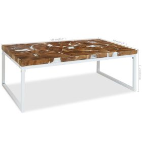 vidaXL Coffee Table Teak Resin 110x60x40 cm White and Brown