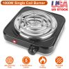 1000W Electric Single Burner Portable Coil Heating Hot Plate Stove Countertop RV Hotplate with Non Slip Rubber Feet 5 Temperature Adjustments