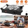 1000W Electric Single Burner Portable Coil Heating Hot Plate Stove Countertop RV Hotplate with 5 Temperature Adjustments Portable Handles