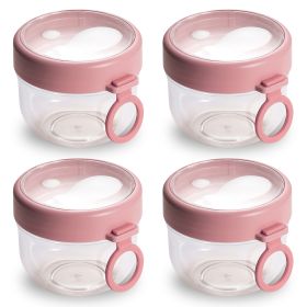 4Pcs Overnight Oats Containers with Lids and Folding Spoons 20OZ Portable Leak-proof Oats Jar For Milk Vegetable and Fruit Salad Yogurt Breakfast Cere (Options: Pink)