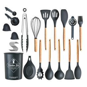 35Pcs Kitchen Cooking Utensils Set Spatula Set Baking Utensil Set Kitchen Accessories Necessities with Holder Egg Whisk Separator Tong Turner Spoons C (Options: Black)