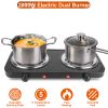 2000W Electric Double Burner Portable Coil Heating Hot Plate Stove Countertop RV Hotplate with Non Slip Rubber Feet 5 Temperature Adjustments