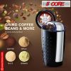 5 Core Coffee Grinder • 85 Gram Or 3 Ounces / 12 Cup Capacity • One-Touch Automatic Electric Bean Spice Grinding Machine • 150W Copper Motor • Stainle