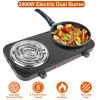 2000W Electric Double Burner Portable Coil Heating Hot Plate Stove Countertop RV Hotplate with Non Slip Rubber Feet 5 Temperature Adjustments